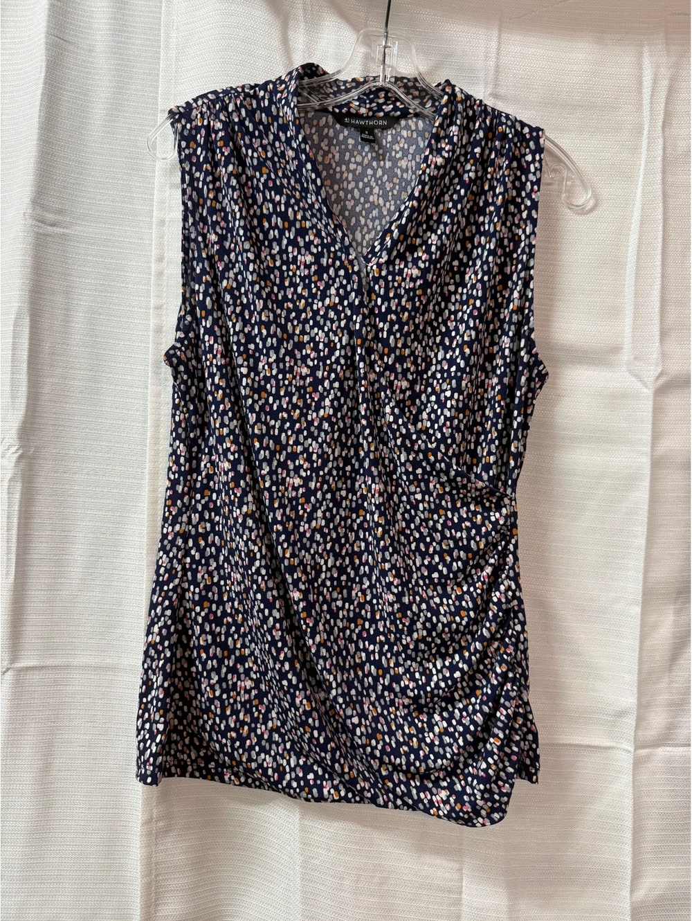 41 Hawthorn Sleeveless Navy Blue Printed Blouse Top Medium